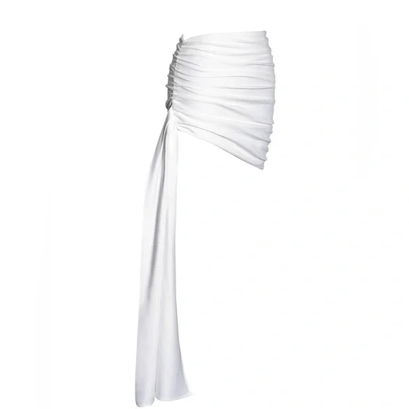 NWT Miss Circle White Ruched Drapping Mini Skirt - Picture 9 of 11